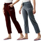 Pinkmint Cotton Style Pyjamas For Women Combo L Stylish Side 2 Pockets L Gym Wear L Comfortable Track Pant (Pack Of 2) Maroon-Gr