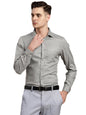 Turtle Men 100% Cotton Grey Printed Slim Fit Formal Shirt