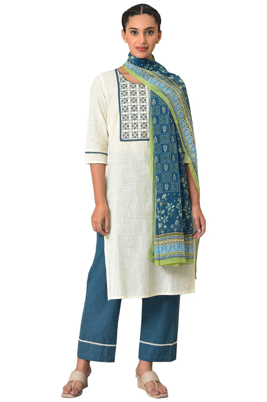 Aurelia Women Cotton Kurta Trouser with Dupatta Set
