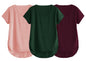 Fabricorn Combo Of Three Plain Bottle Green, Dusty Rose And Wine V-Neck Up And Down Cotton Tshirt For Women (Bottle Green, Dusty