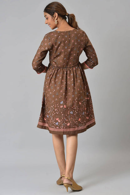 Aurelia WomenS Polyester Fit And Flare Knee-Length Casual Dress (22Ona13070-505324_Brown