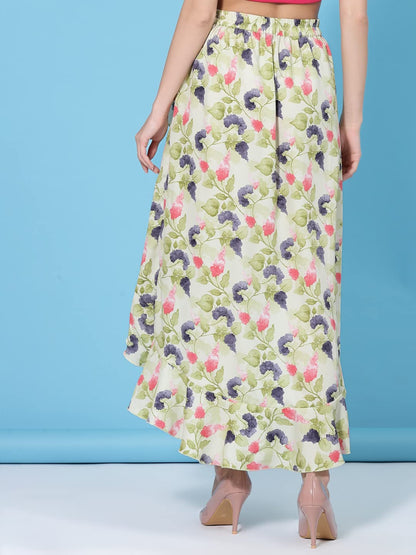 OOMPH! Long Skirts for Women Light Green - msk002