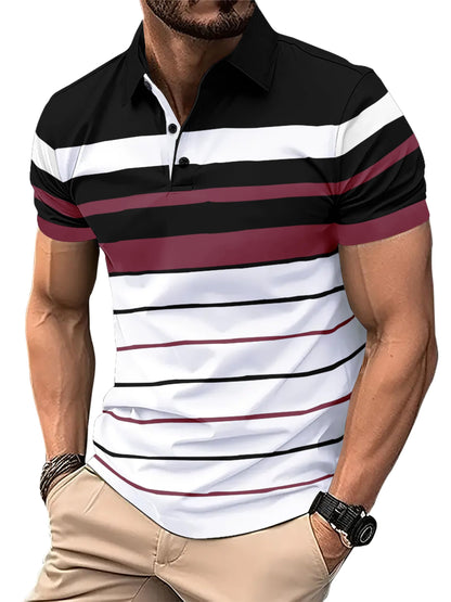 Noble Monk MenS Regular Fit Polo Neck T-Shirt | Half Sleeve | Stripe On Chest | Collared Neck Tshirt For Men