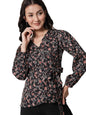 Kotty WomenS Casual Balloon Sleeve Floral Print Multicolor Top