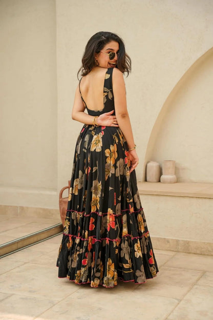 Wedani Rayon Dress for Women Black