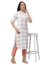 Aurelia White Checker Modern Kurta and Pants Set (Size: S)-23AUAS14950-704341