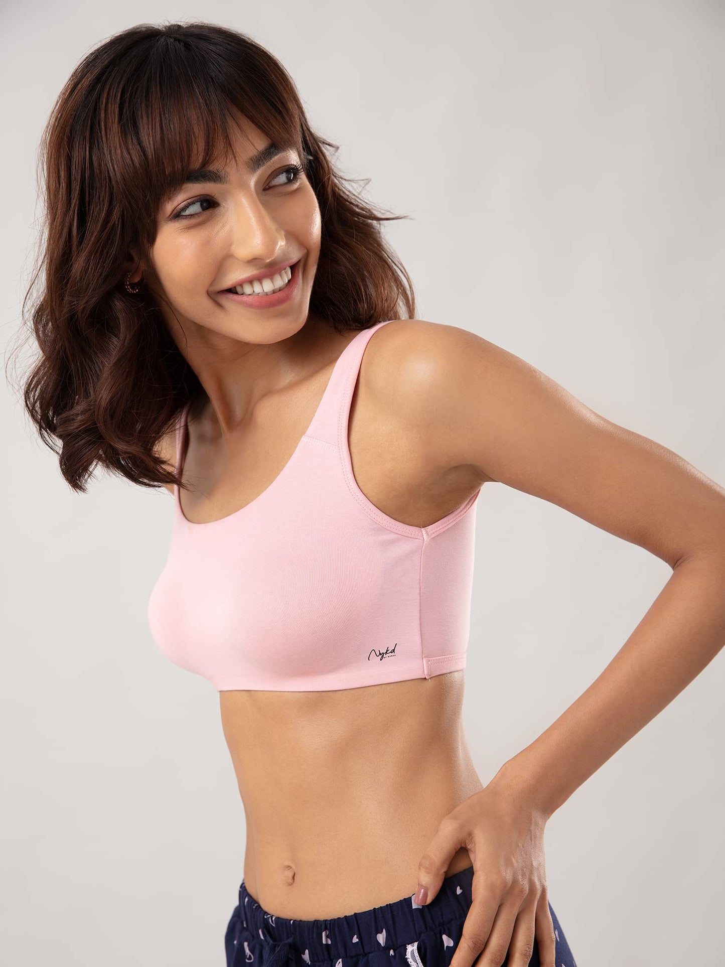 NYKD Womens Cotton Lightly Padded Seamless Wire Free Everyday T-Shirt Bra for Women Daily Use Wireless, 3/4th Coverage - Bra, N