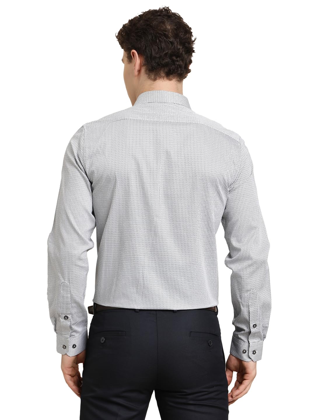 Turtle Men Slim Fit Printed Pure Cotton Grey Formal Shirt