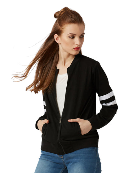 Miss Chase Womens Round Neck Full Sleeve Bomber Jacket (MCAW24JKT99-15-361-06, Graphite Black, XL)
