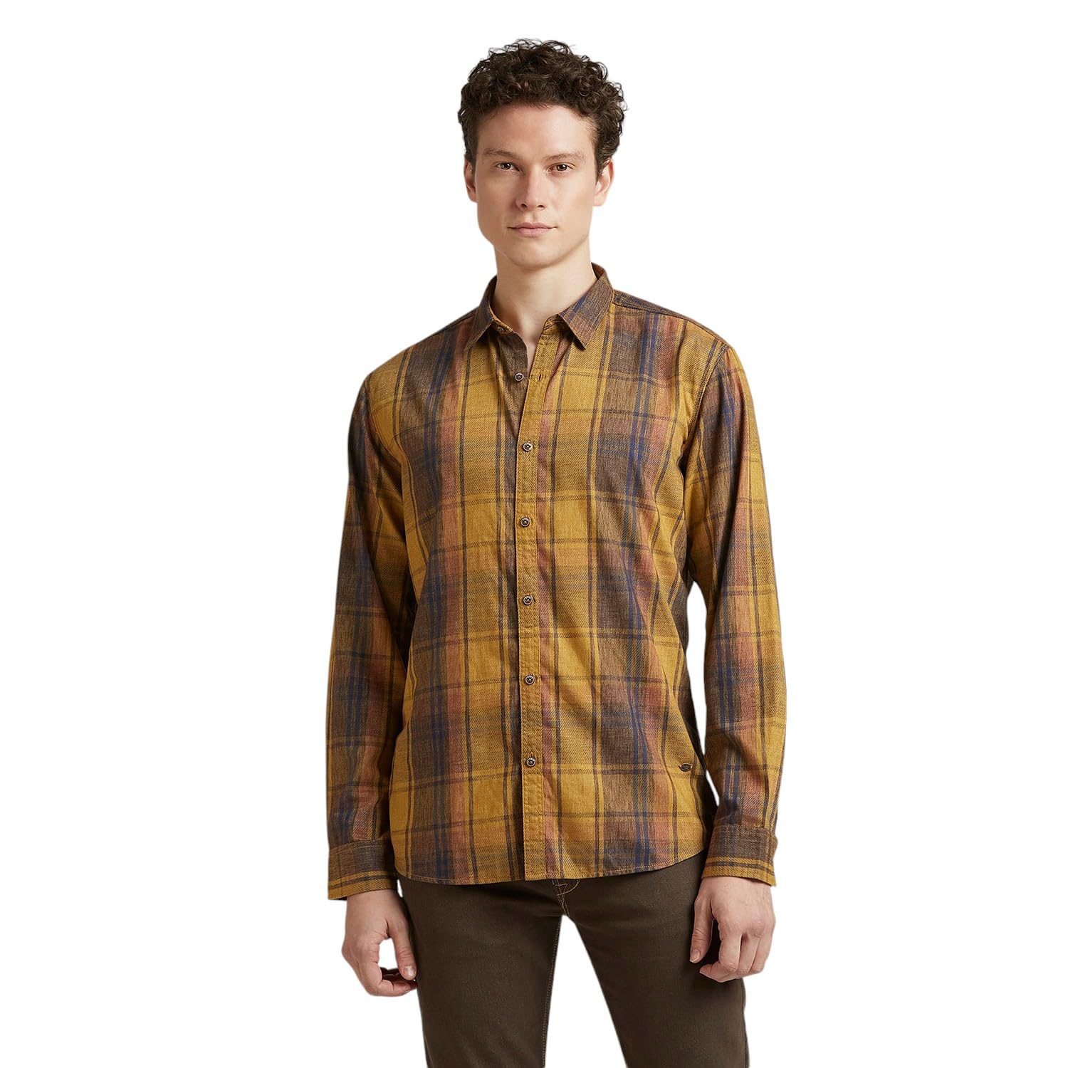 Pepe Jeans Men'S Regular Fit Shirt (Pm308996_Mustard Brown
