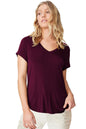 Fabricorn WomenS Solid Regular Fit T-Shirt (Gt01_Ud_Vneck_P_Wine