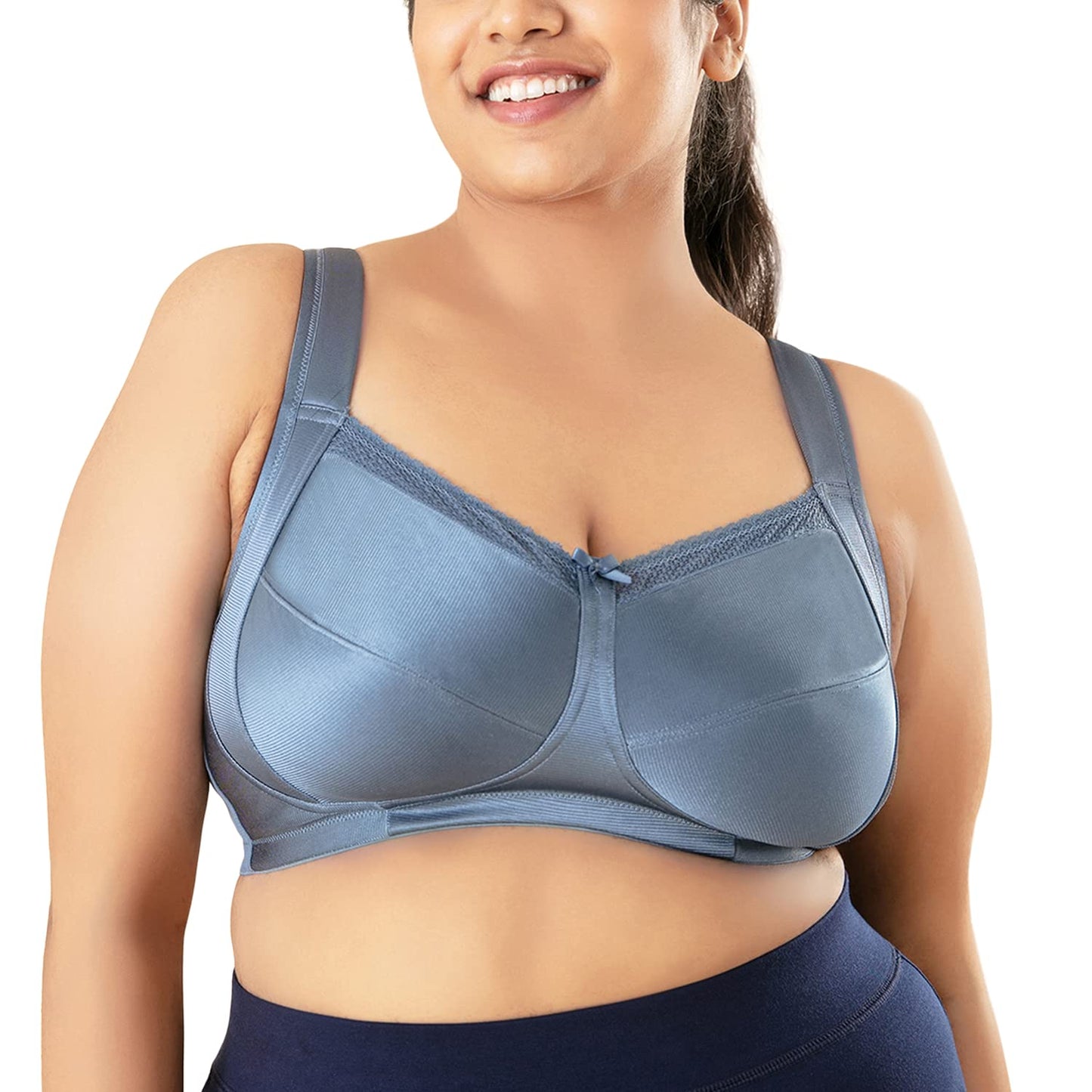 Nykd Everyday Cotton Minimiser WomenS Full Coverage Bra For Heavy Bust Seamless Non-Padded, Wireless Bra, Nyb042, Light Blue, 3