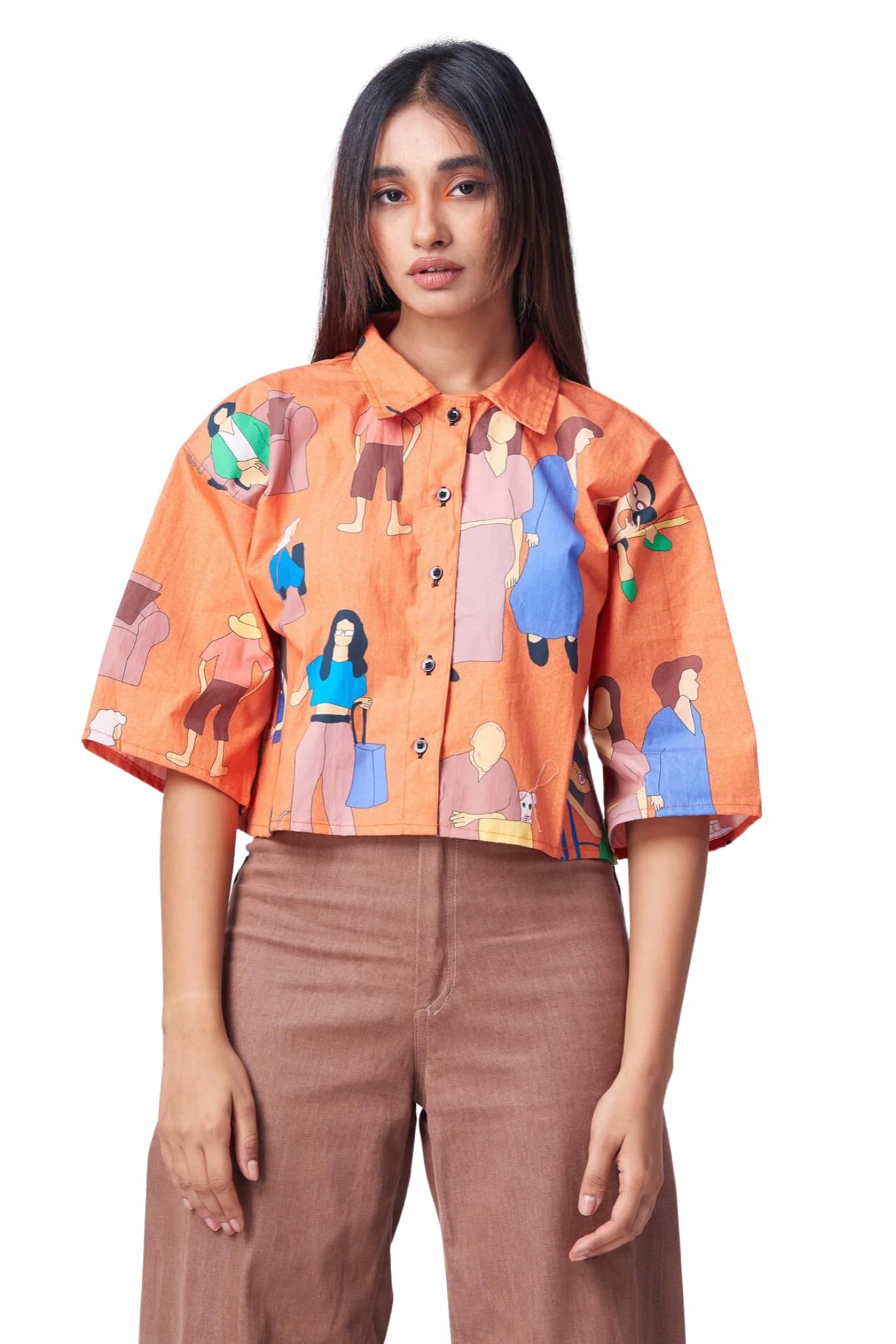 Leriya Fashion WomenS Oversized Fit Shirt (Lf-W2025_Orange
