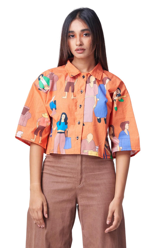 Leriya Fashion WomenS Oversized Fit Shirt (Lf-W2025_Orange