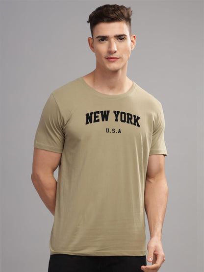 ADRO Mens Solid Regular Fit T-Shirt (RN24-NEW-BE_Beige