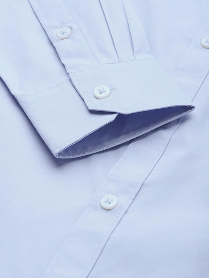 The Indian Garage Co Men Blue Solid Slim Fit Cotton Formal Shirt