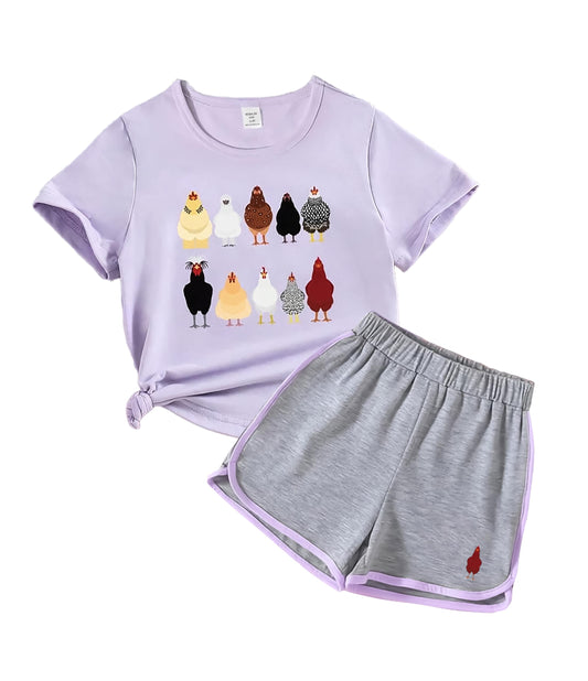 Kyda KidsGirls Cotton Printed Tshirt And Shorts Set (Pack Of 1)