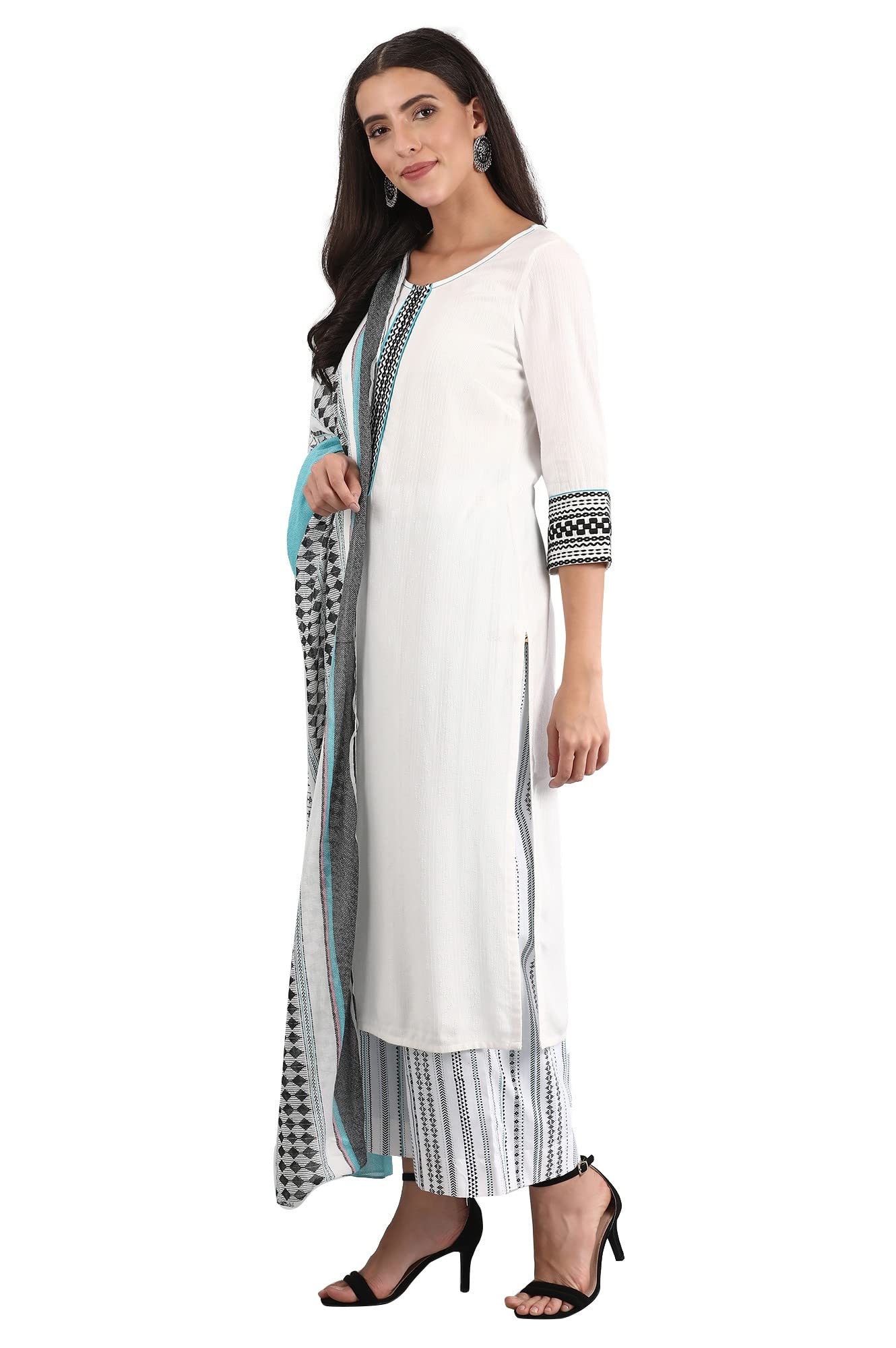 Aurelia Womens Viscose Regular Kurta with Palazzo & Dupatta