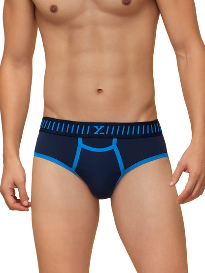 XYXX Mens Underwear Vibe IntelliSoft Antimicrobial Micro Modal Brief Pack of 2 (Black Iris & Brilliant Blue ; Black Iris & Bril