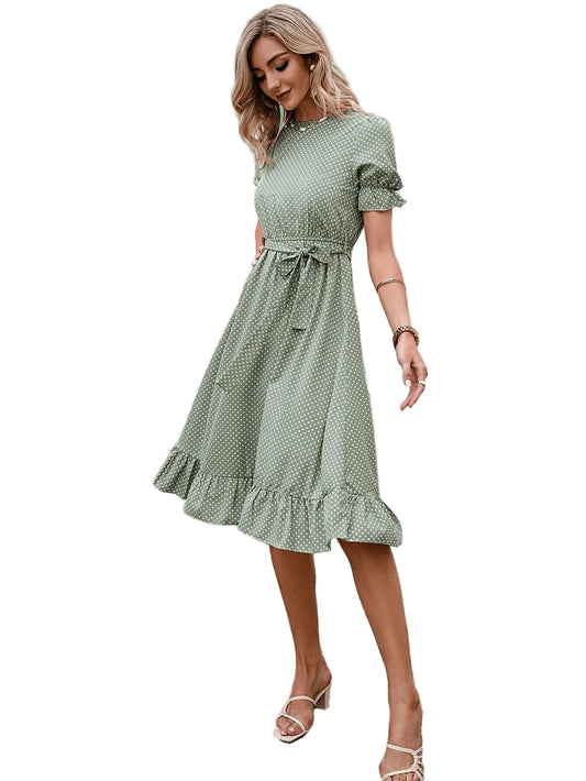 Tagas Women Knee Length Dress (Green_Xs)