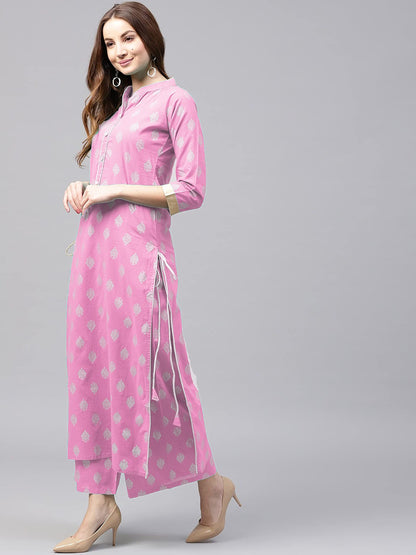 ANNI DESIGNER Women's Cotton Straight?urta with Palazzo (KUR103)