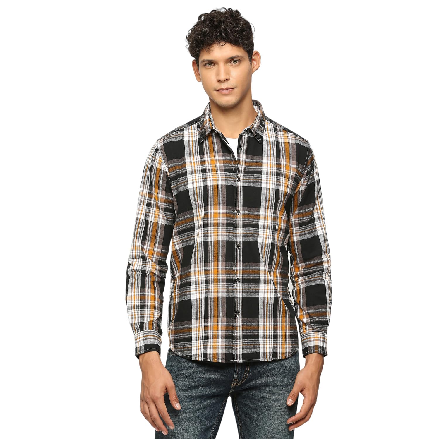 Pepe Jeans MenS Checkered Regular Fit Shirt (Pm308368_Black