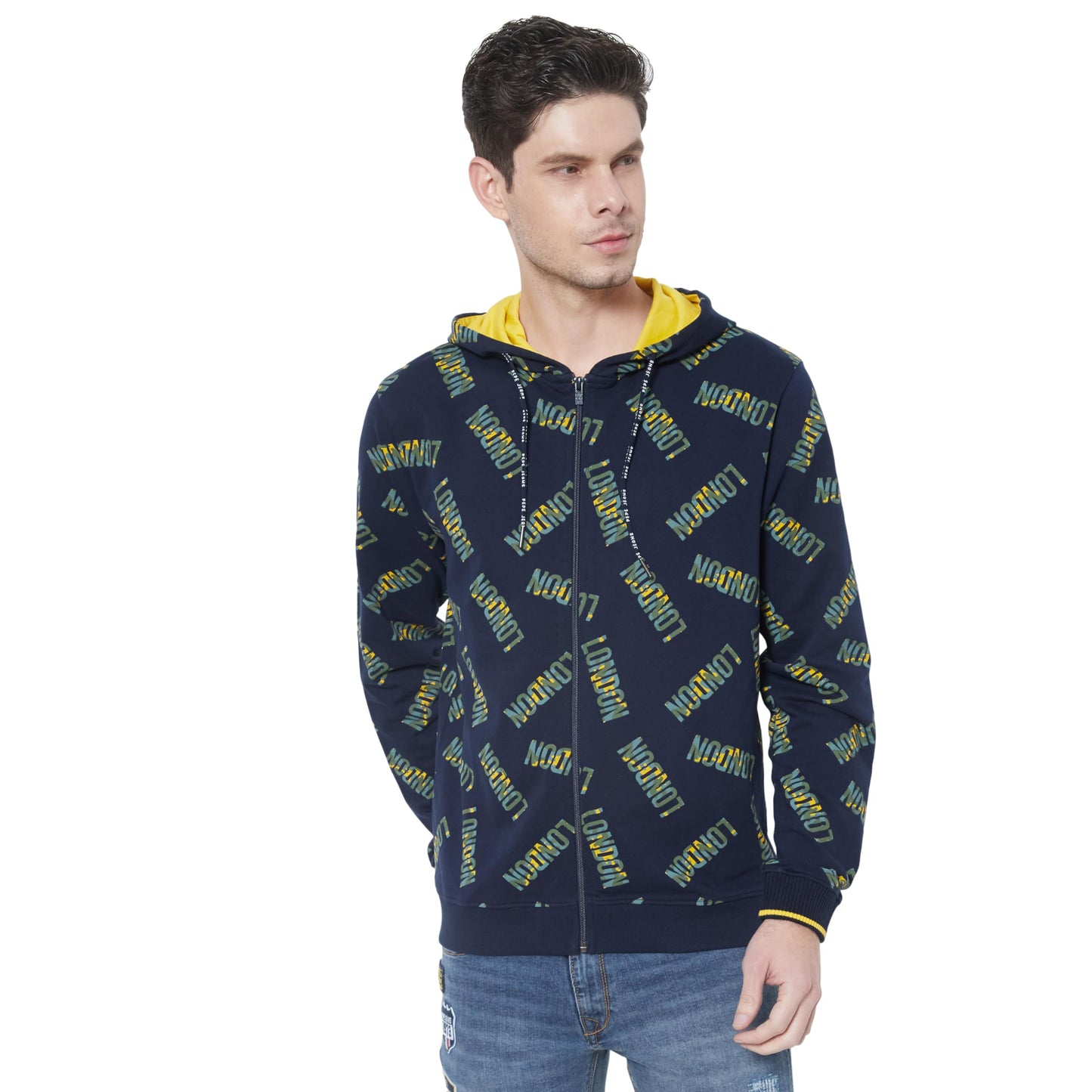 Pepe Jeans MenS Cotton Hooded Neck Sweatshirt (Pm582420_Blue_M)