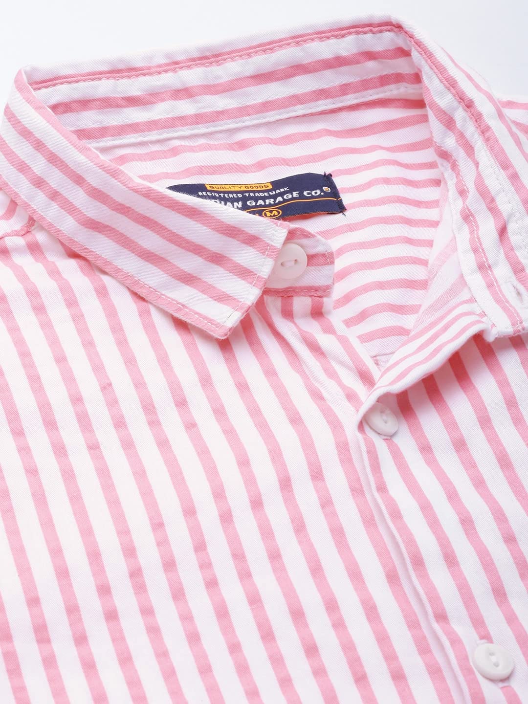 The Indian Garage Co Men Pink Striped Slim Fit Cotton Casual Shirt