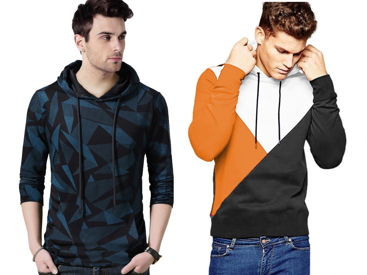 Noble Monk Men Stylish Printed T-Shirt (Pack Of 2) | Full Sleeve | Hooded Neck | Combo Hoodies For Men