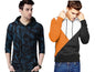 Noble Monk Men Stylish Printed T-Shirt (Pack Of 2) | Full Sleeve | Hooded Neck | Combo Hoodies For Men