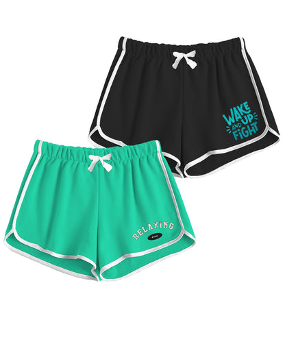 SHODOX 100% Cotton Women Casual Shorts - Printed Short for Gym, Yoga, Cycling, Dance, Summer - Regular Fit (Pack of 2)