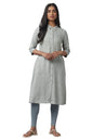 W for Woman Rayon Checked Shirt Collar A Line Kurta for Women