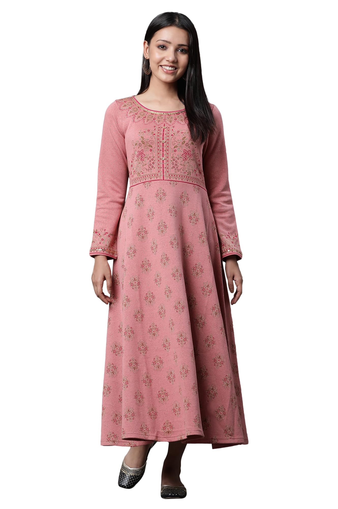 Aurelia WomenS Polycotton A-Line Calf Length Dress (23Noa14728-704454_Rose Quartz