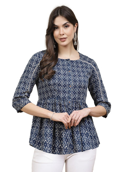 Stylum Womens Ethnic Motif Printed Cotton Peplum Top