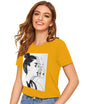 Fabricorn Plain Printed Cotton Tshirt For Women (Mustard Yellow, X-Large)