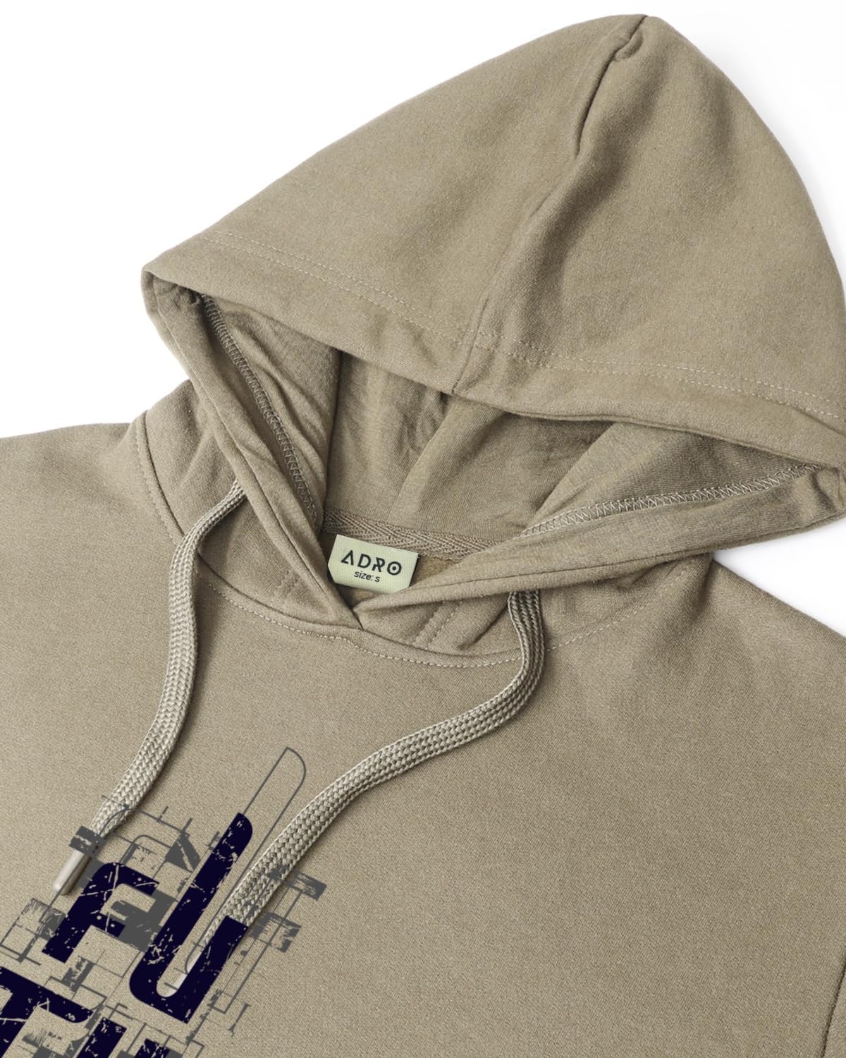ADRO Men's Cotton Blend Neck Hooded Sweatshirt (H24-FTR-BE)