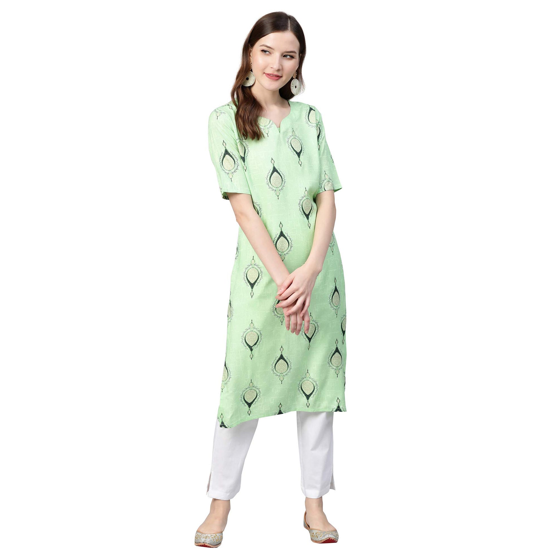 Idalia Sage Green Rayon Kurta Set