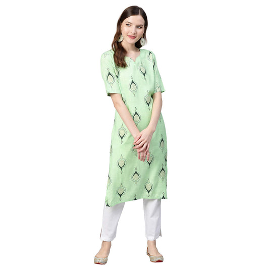Idalia Sage Green Rayon Kurta Set