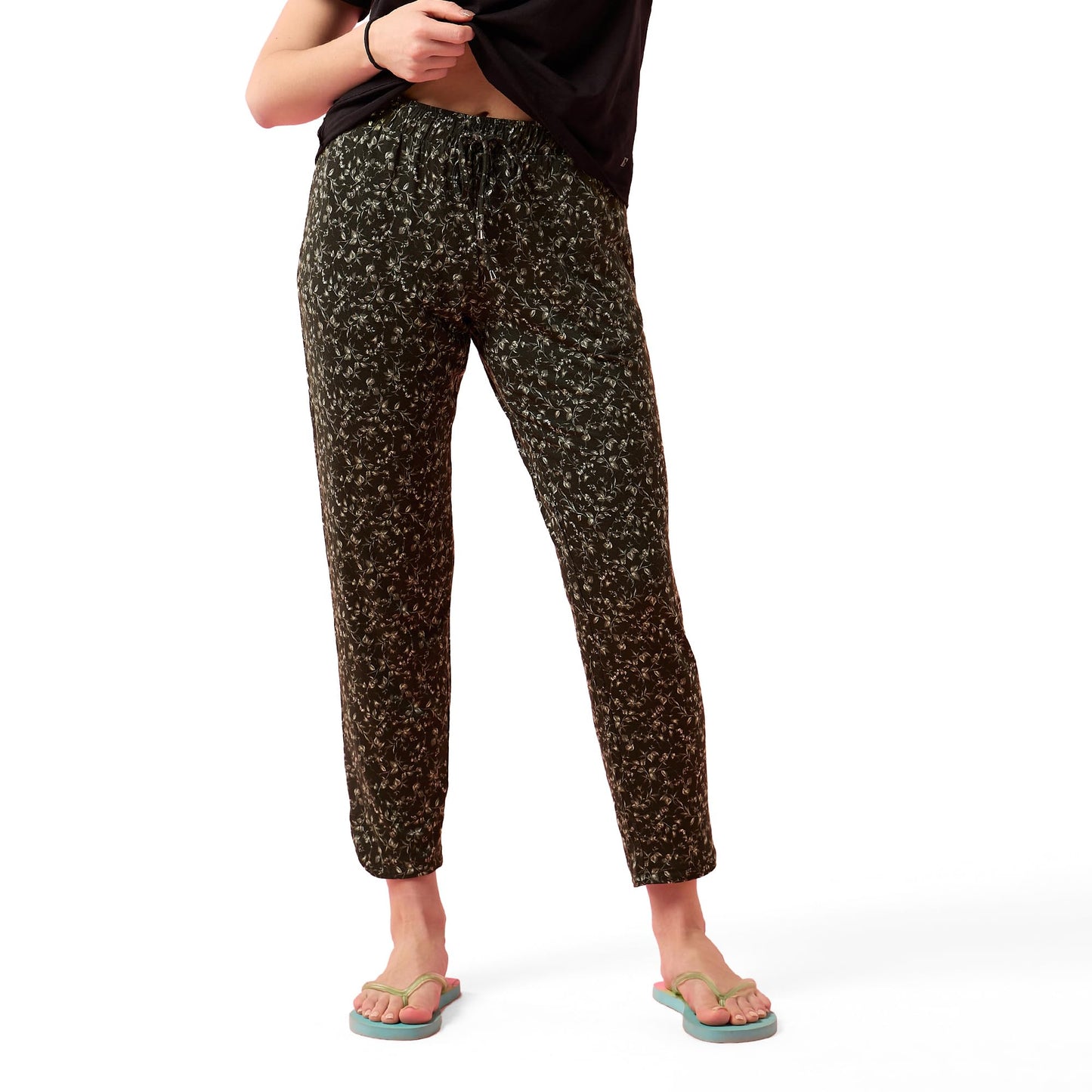 Enamor E048 Tapered Lounge Pants with Drawstring Details with Metal Ends