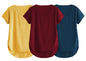 Fabricorn Combo Of Three Plain Maroon, Mustard Yellow And Airforce Blue V-Neck Up And Down Cotton Tshirt For Women (Maroon, Must