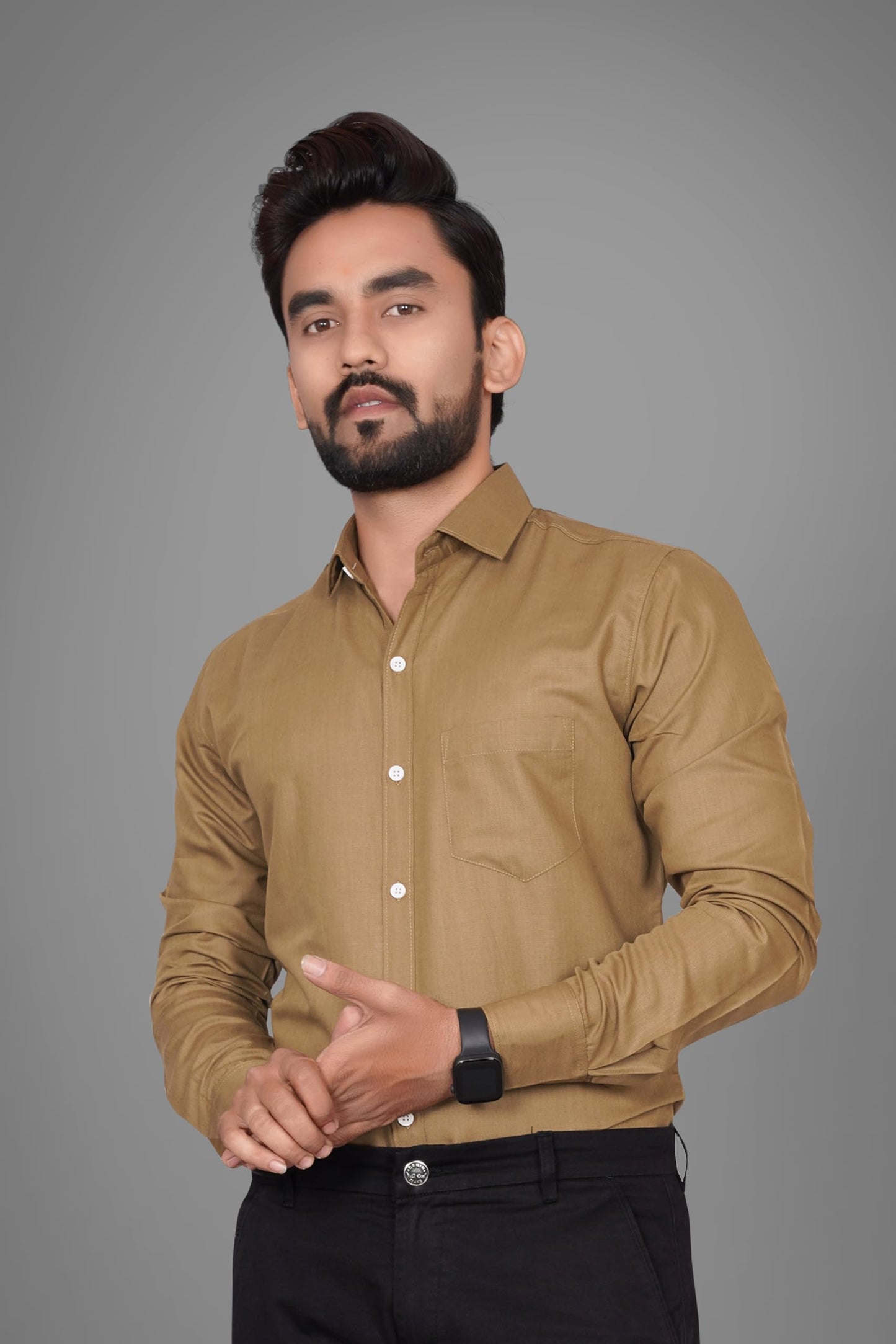 Besix Full Sleeve Beige Formal Shirt For Men Cotton Regular Fit Casual - Pure Premium Branded Shirts For Men Formal Stylish Slim
