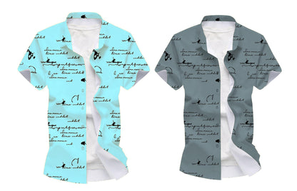 Kadiyu Half Sleeve Casual Printed Shirts For Men Regular Fit Printed Spread Collar Casual Shirt Lycra Fabric With Combo Shirt (P