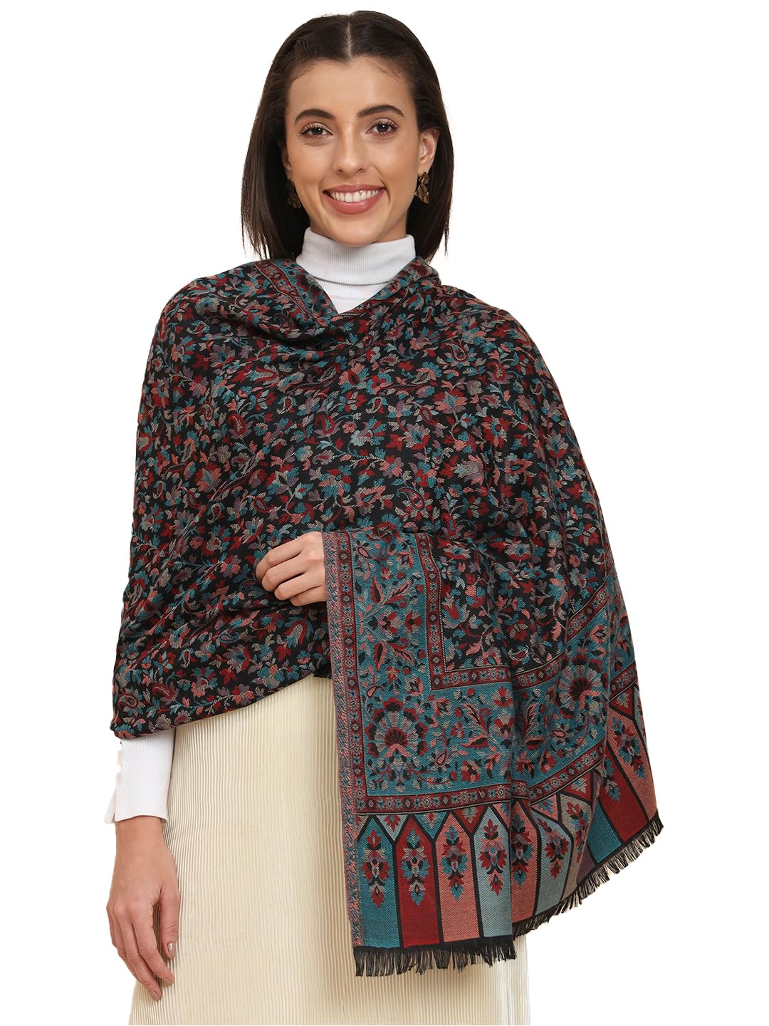 Pashmoda Women Dastaan Woven Design Jamawar Shawl (Size 101X203 CM)