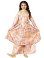A.T.U.N. (All Things Uber Nice) Peach Floral Printed Anarkali Palazzo Set For Girls
