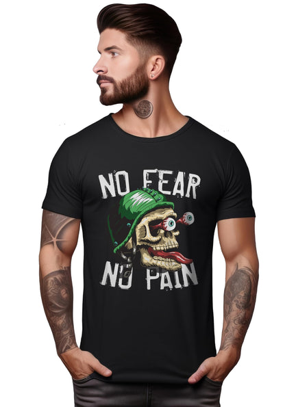 Peppyzone Mens Regular Fit T-Shirt (PZ-SkullRider132_Black