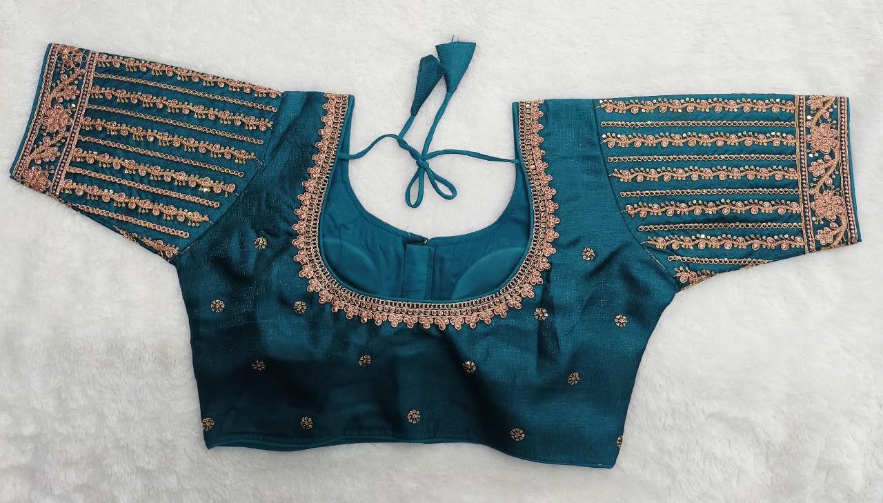 Vihu Fashion WomenS Readymade Blouse Embroidery Multi Coding Gold Thread Indian Ethnic Designer Stitched WomenS Readymade Sare