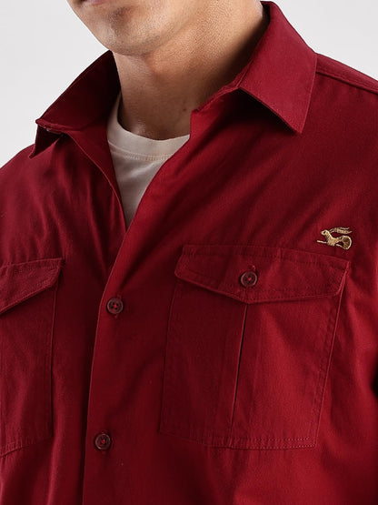 ADRO Cargo Shirts for Men | Double Pocket Mens Casual Shirt | 100% Cotton Plain Shirts | Full Sleeve Shirt | Summer - Regular Fi