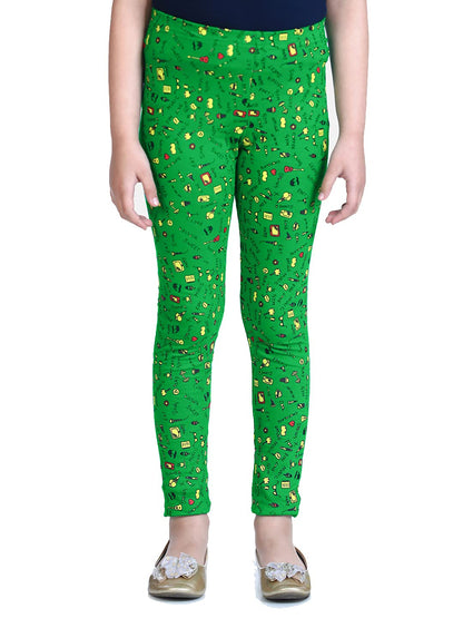 Girls Regular Fit Ankle Length Cotton Leggings (Pack Of 2)