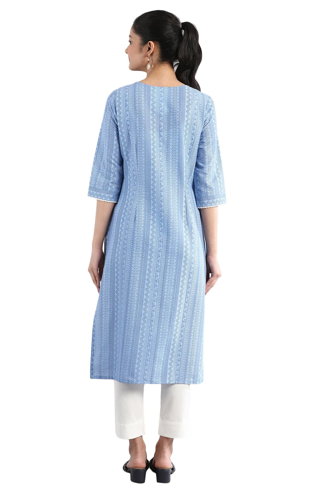 Aurelia Women's Cotton Blend Printed Regular Kurta