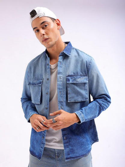 The Indian Garage Co Mens Regular Fit Shirt (0723-CARGDNMSRT-01_Navy